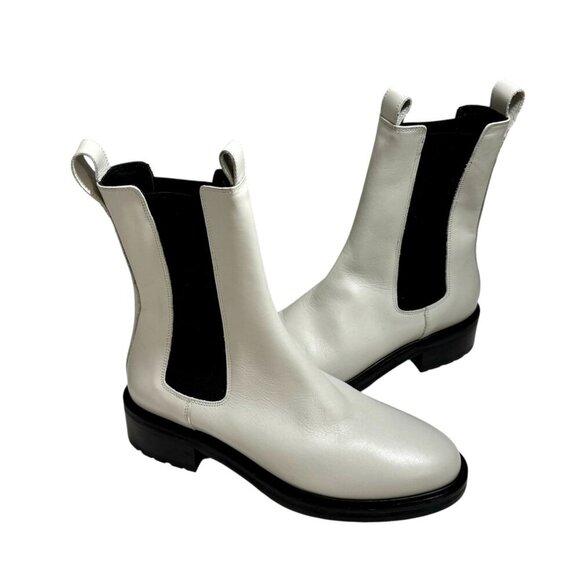 AEYDE Jack Light Gray Chalk Leather Chelsea boots Size 39/8.5 New $545 - Picture 3 of 6